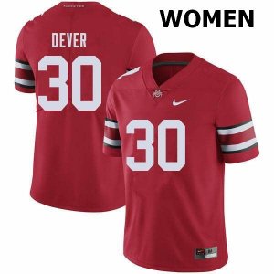 Women's Ohio State Buckeyes #30 Kevin Dever Red Nike NCAA College Football Jersey OG JXG1144WH
